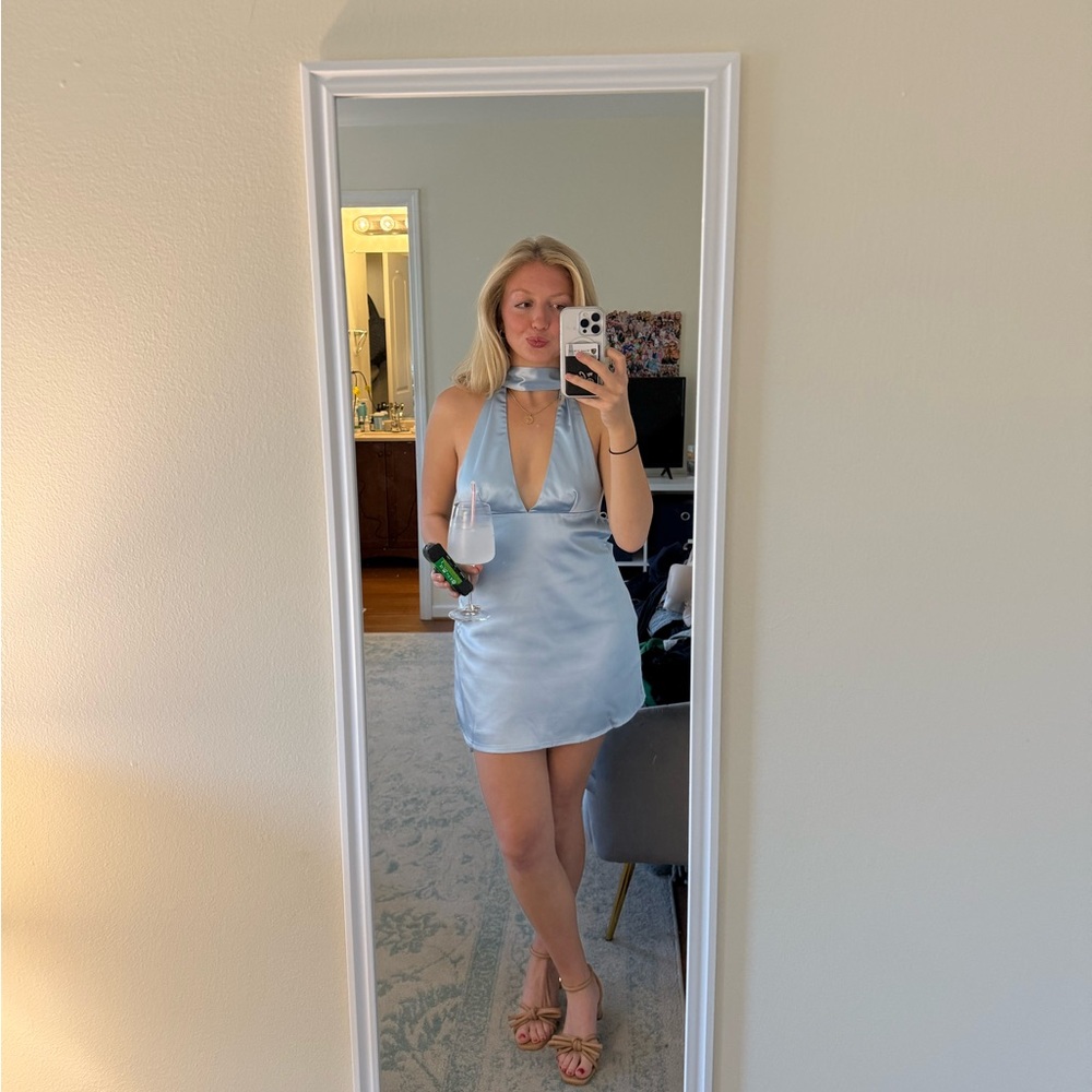 Alicia Satin Halter Mini Dress